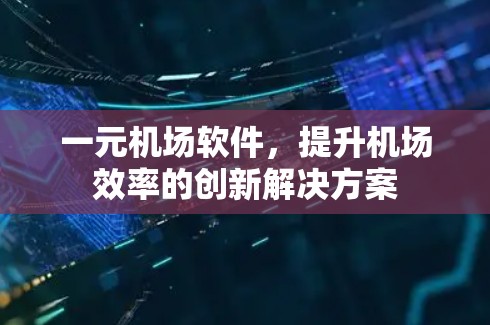 一元机场软件，提升机场效率的创新解决方案