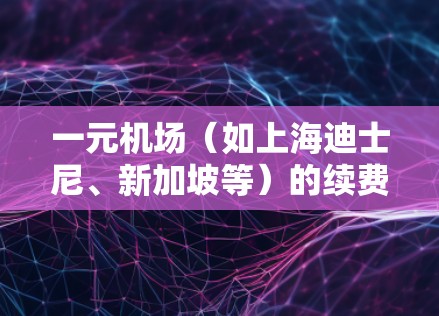 一元机场(如上海迪士尼、新加坡等)的续费使用流程如下 一元机场(如上海迪士尼、新加坡等)的续费使用流程如下