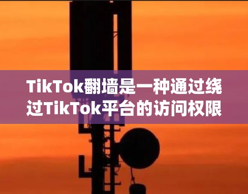 TikTok翻墙是一种通过绕过TikTok平台的访问权限限制,访问某些被禁止的视频或内容的方法。以下是对TikTok翻墙的详细步骤和信息 TikTok翻墙是一种通过绕过TikTok平台的访问权限限制,访问某些被禁止的视频或内容的方法。以下是对TikTok翻墙的详细步骤和信息